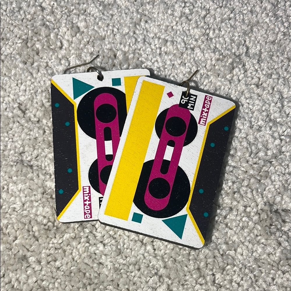 Mixtape Earrings - Pink and Yellow